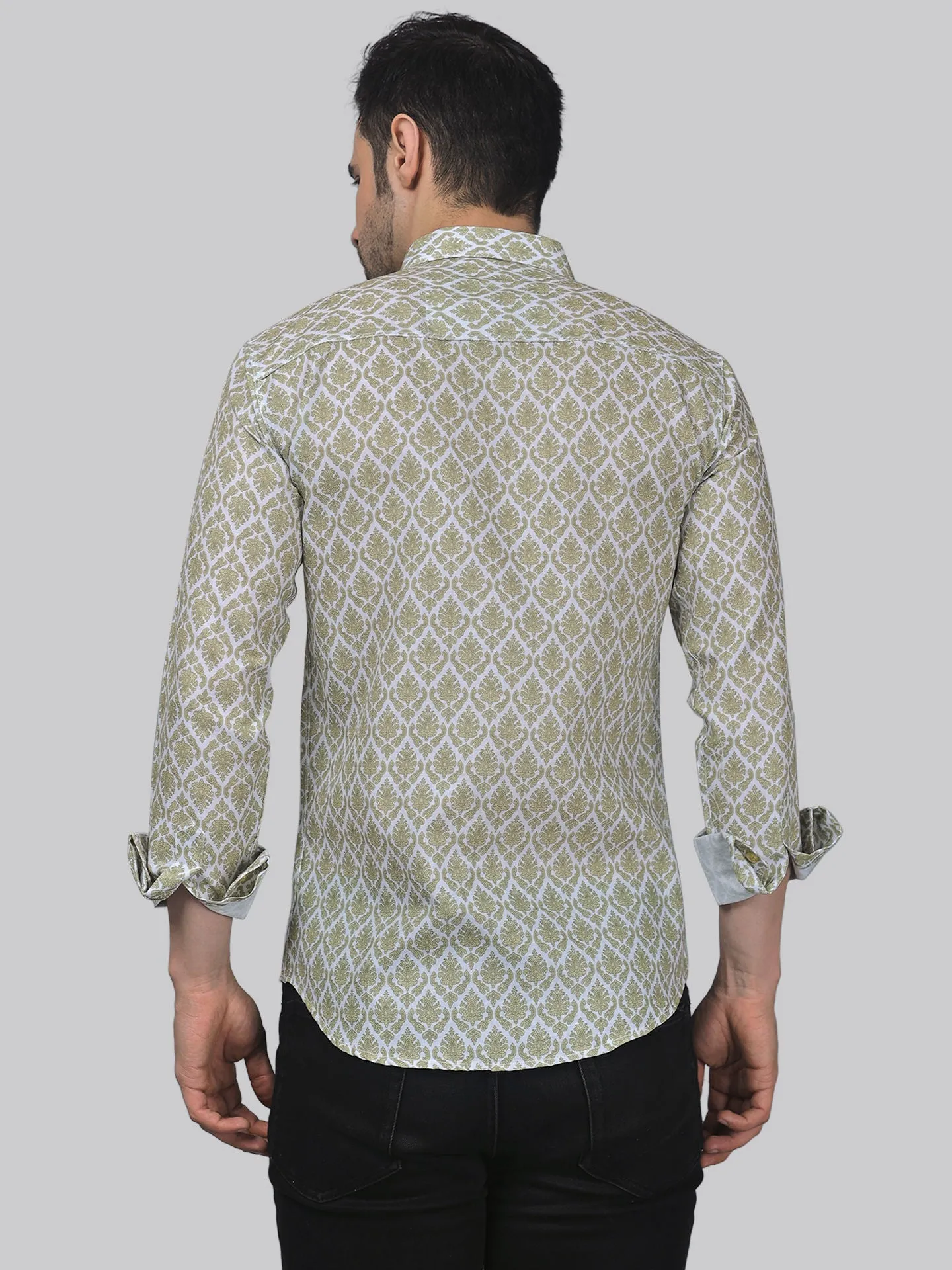 Classic-contemporary Men's Printed Full Sleeve Cotton Button-Up Shirt for Men