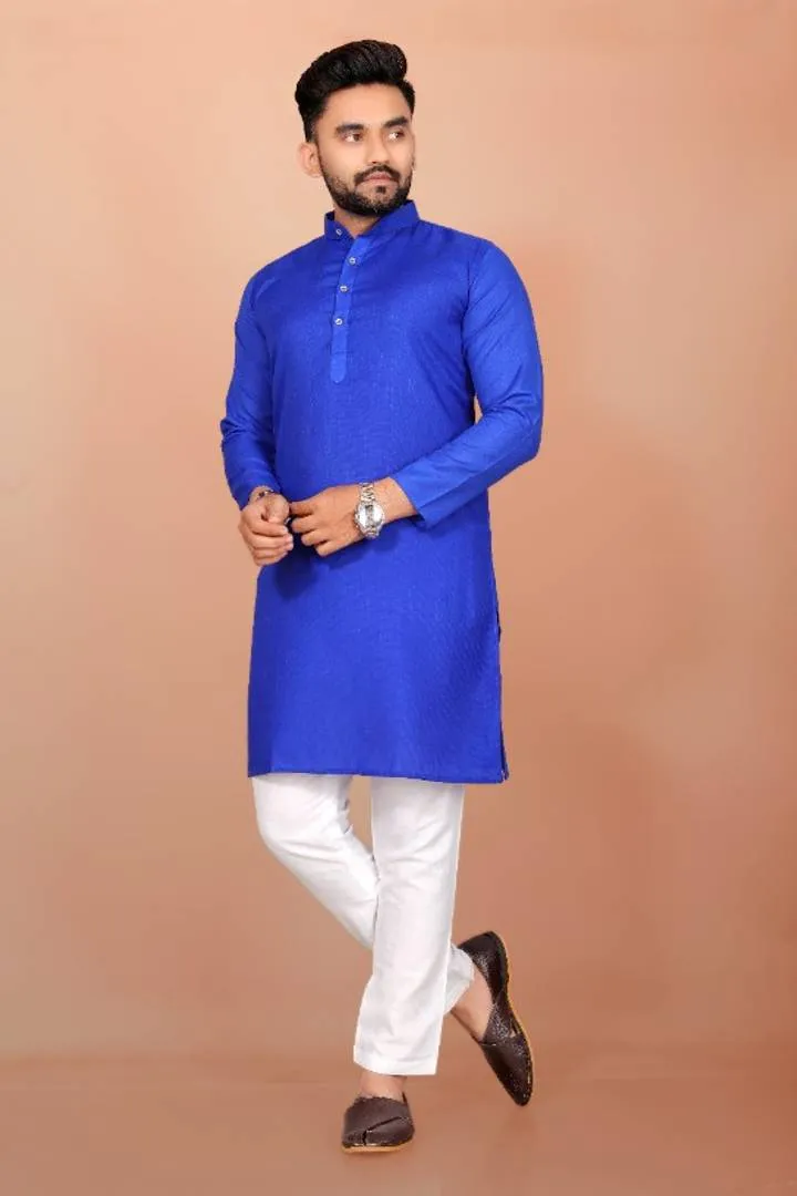 Classic Cotton Blend Solid Kurta Sets for Men