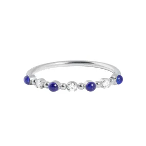 Classic Gigi 3 Diamond Lapis Ring, White Gold, Size 5.75