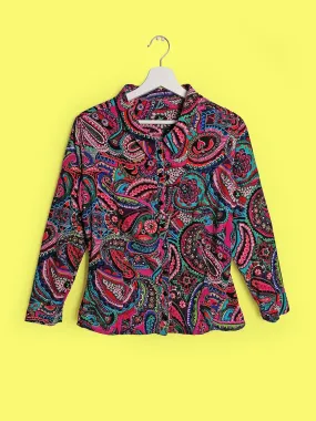 Corduroy Shirt Paisley Pattern 70's Style - size XS-S