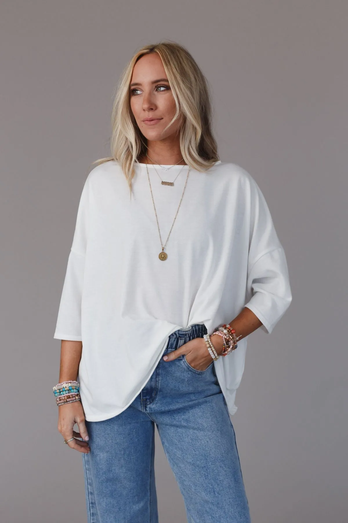 Cozy Cool Oversized Tee - Ivory