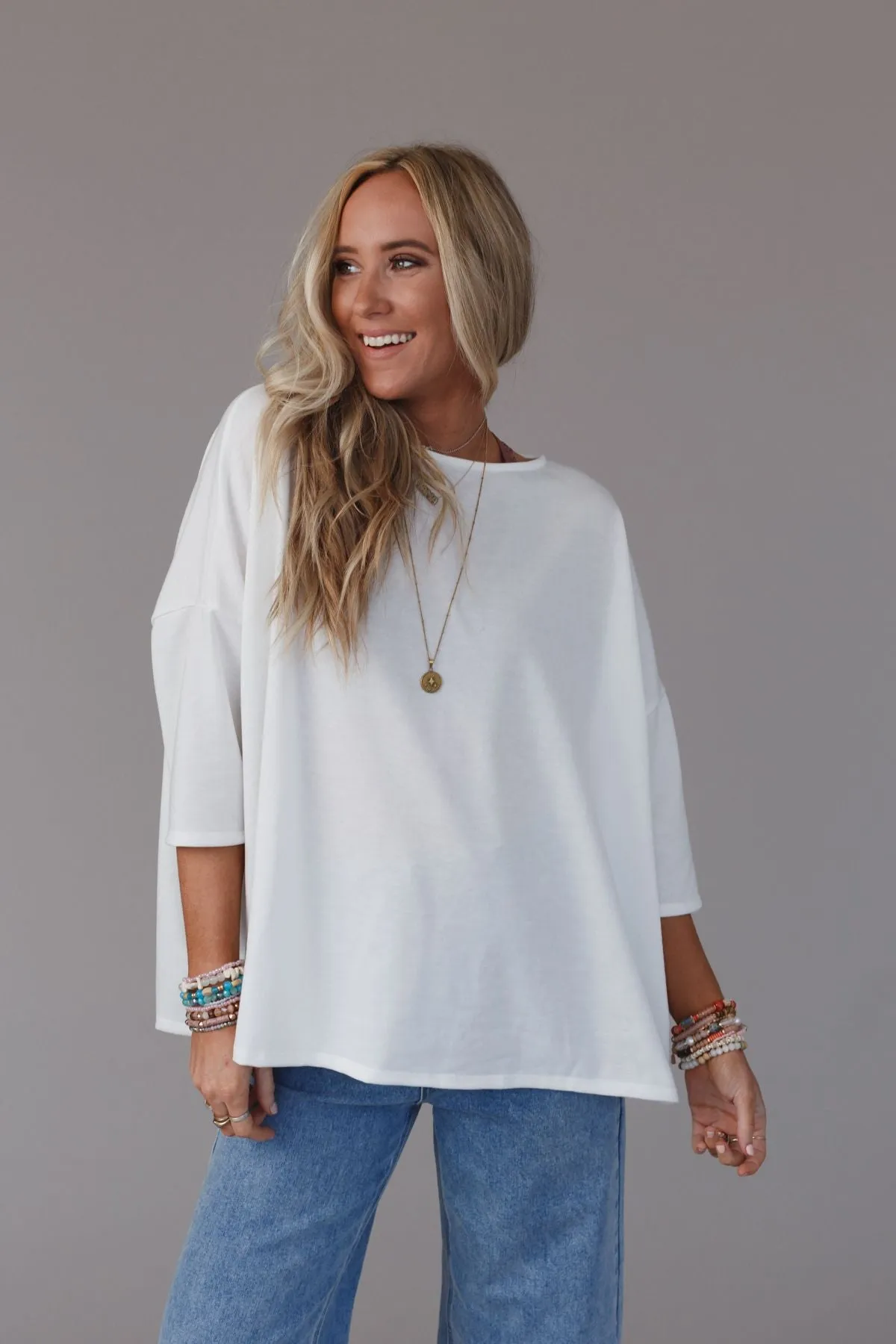 Cozy Cool Oversized Tee - Ivory