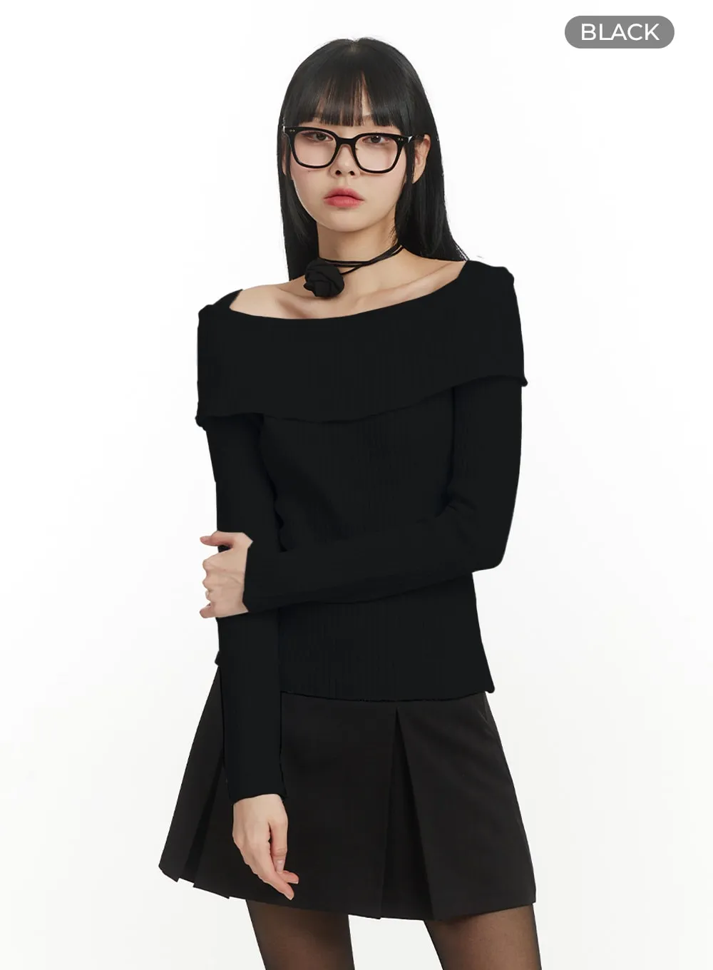 Cozy Knit Off-Shoulder Long Sleeve Sweater IM406