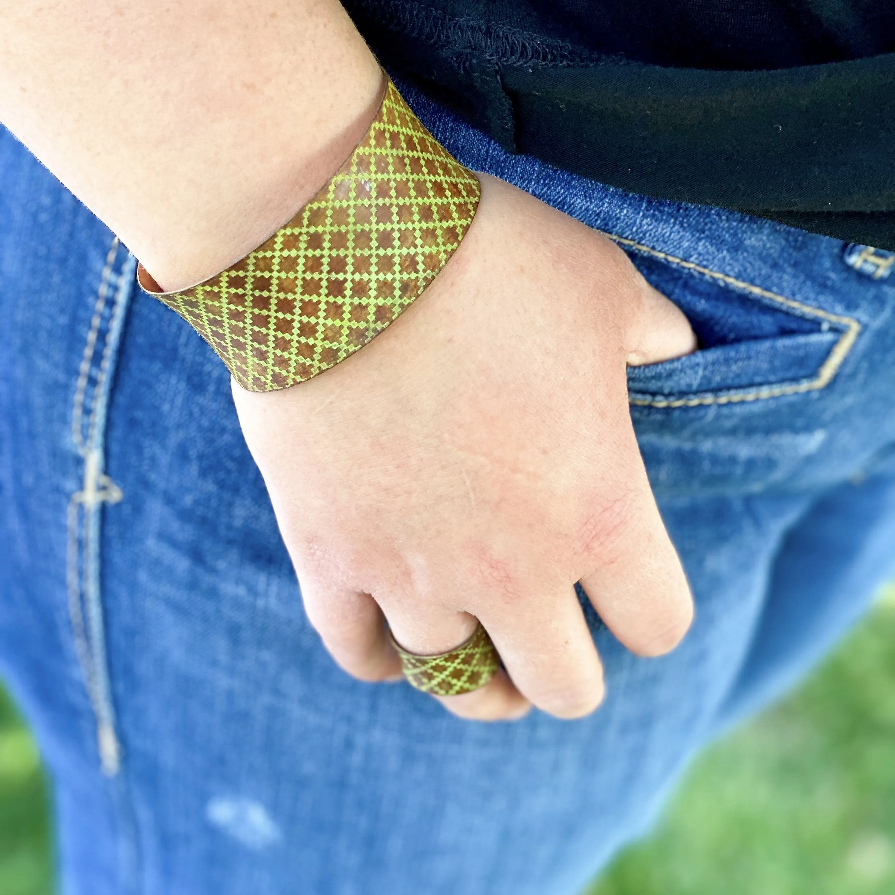 Cute Copper Cuff in Chartreuse