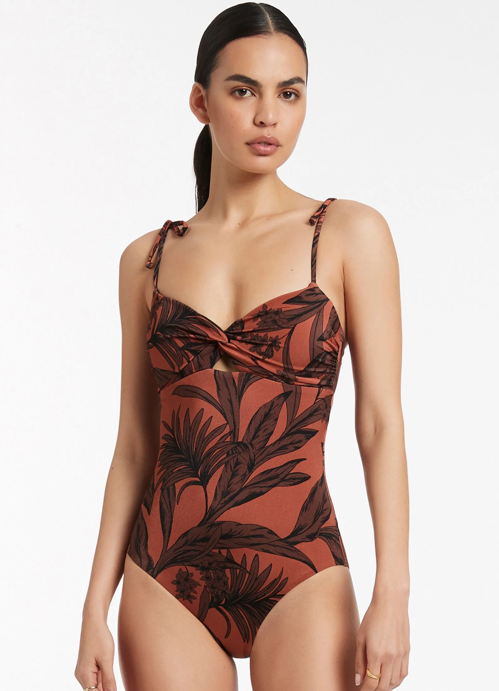 Desert Palm Twist Front One Piece - Terracotta