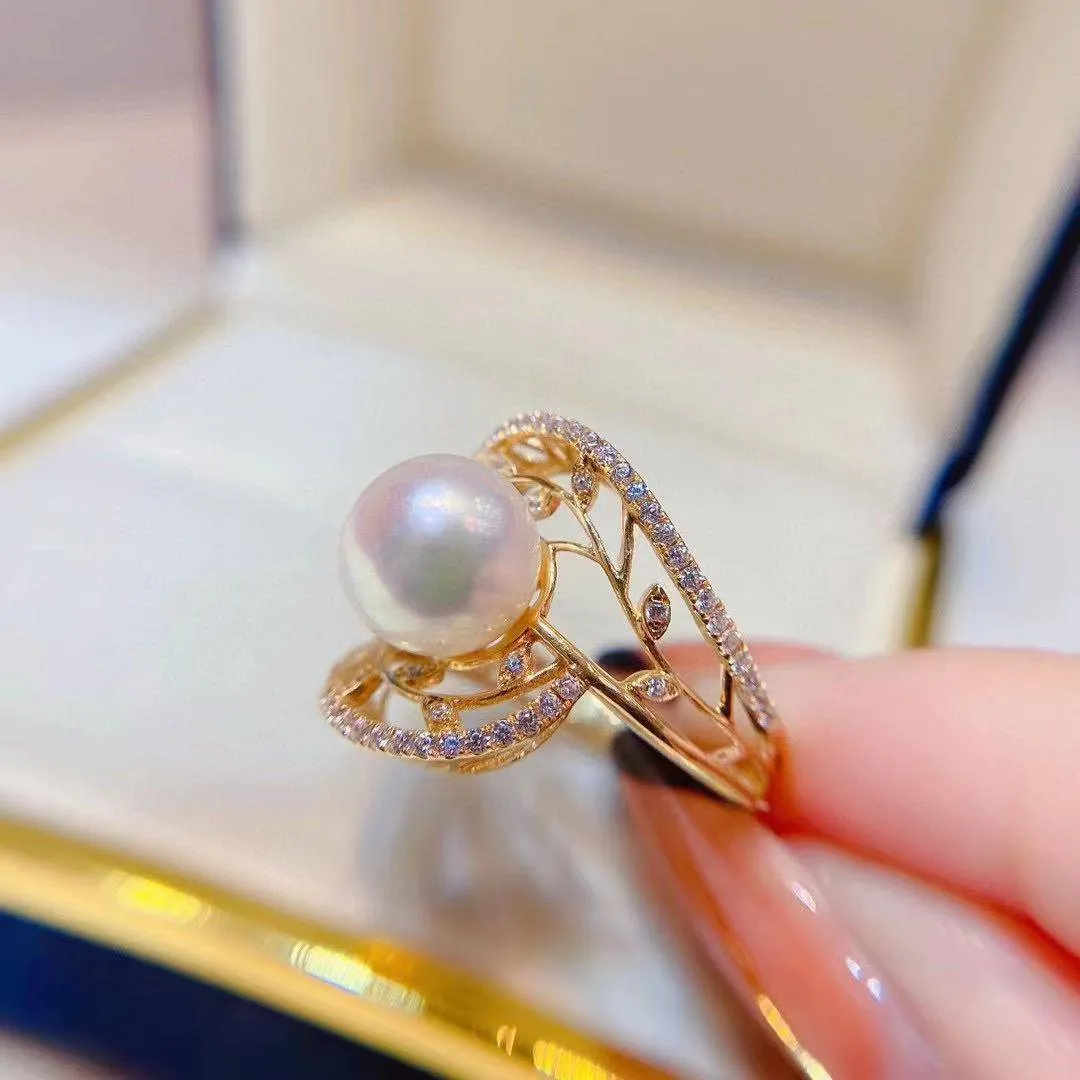 Elegant Edison Pearl 18K Solid Gold Ring KR00003