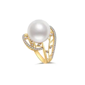 Elegant Edison Pearl 18K Solid Gold Ring KR00003