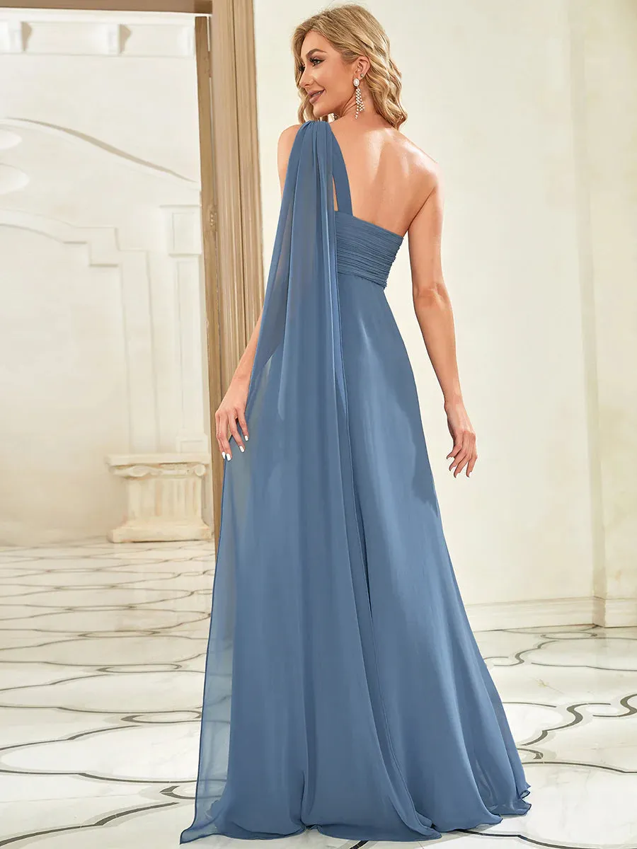 Elegant Pleated A-Line Floor Length Sleeveless Plus Size Evening Dress