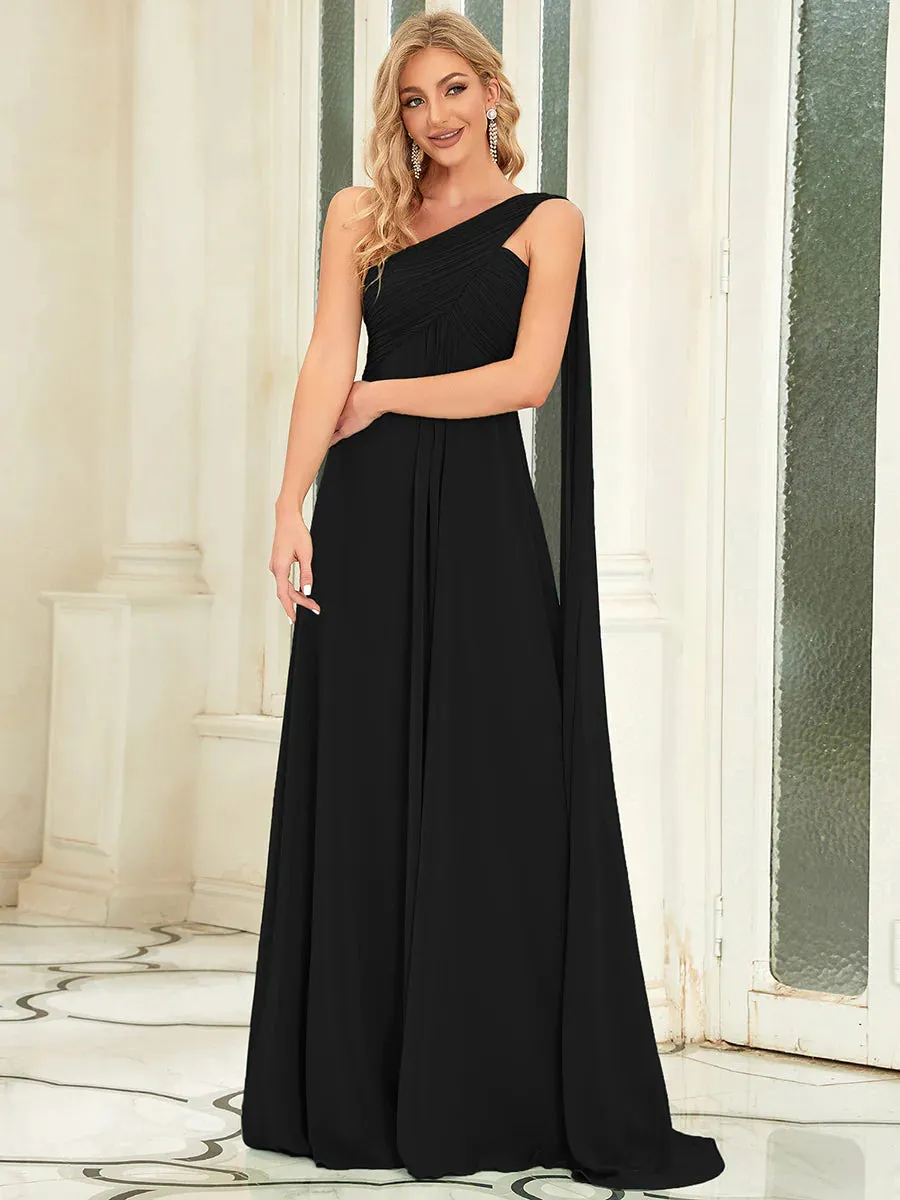 Elegant Pleated A-Line Floor Length Sleeveless Plus Size Evening Dress