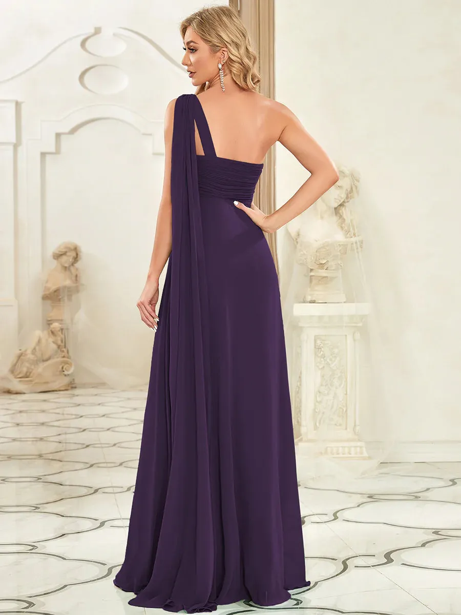 Elegant Pleated A-Line Floor Length Sleeveless Plus Size Evening Dress