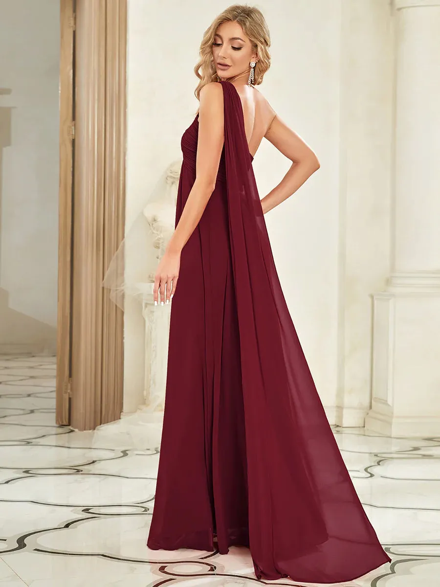 Elegant Pleated A-Line Floor Length Sleeveless Plus Size Evening Dress