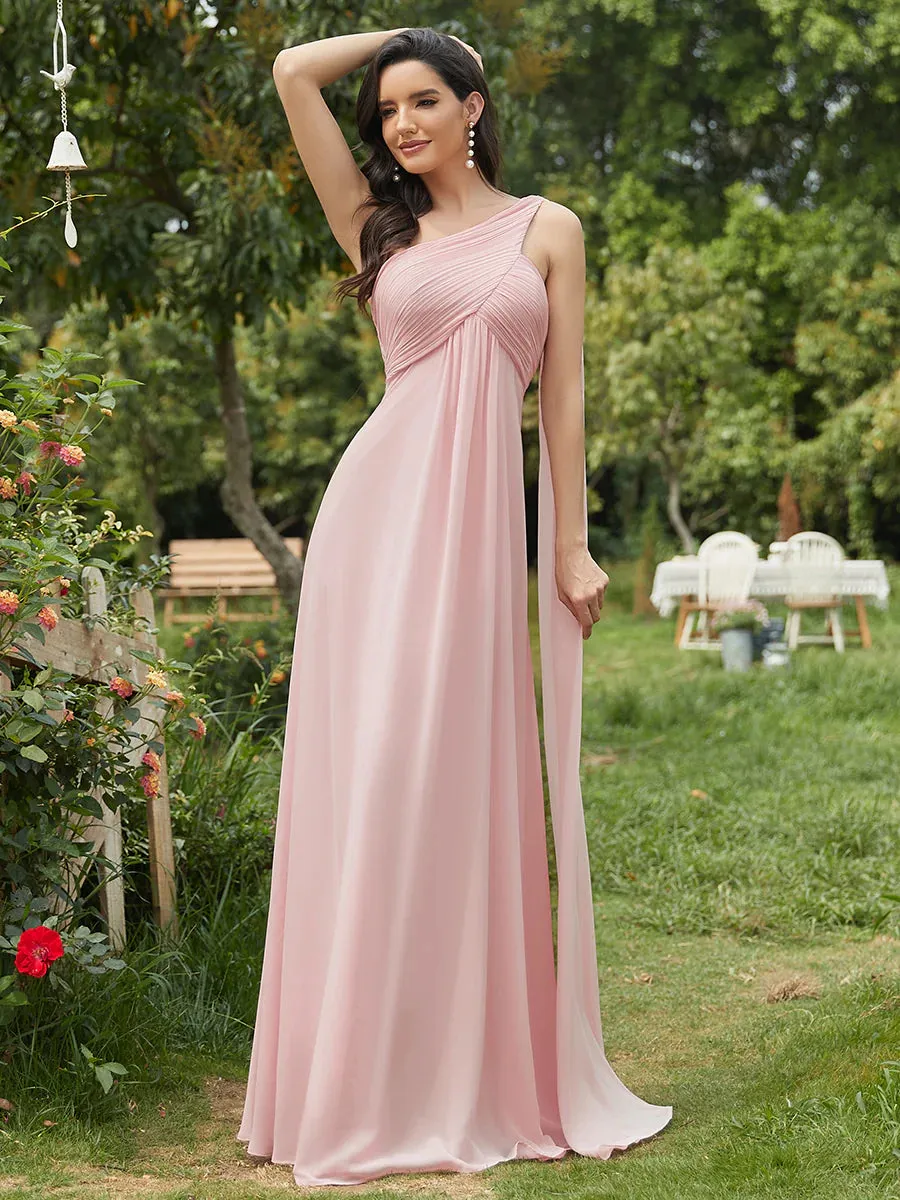 Elegant Pleated A-Line Floor Length Sleeveless Plus Size Evening Dress