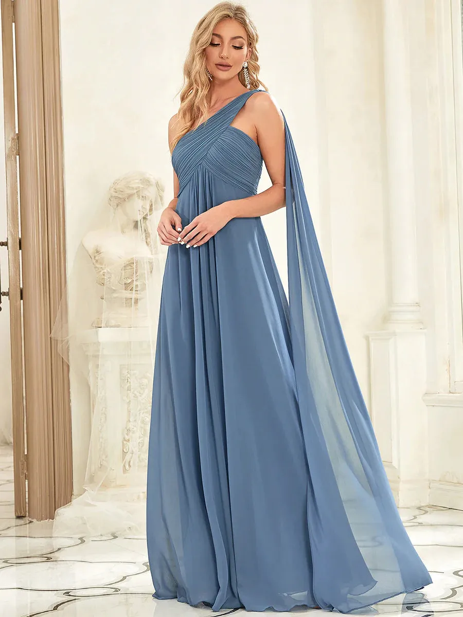 Elegant Pleated A-Line Floor Length Sleeveless Plus Size Evening Dress