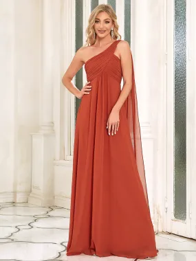 Elegant Pleated A-Line Floor Length Sleeveless Plus Size Evening Dress