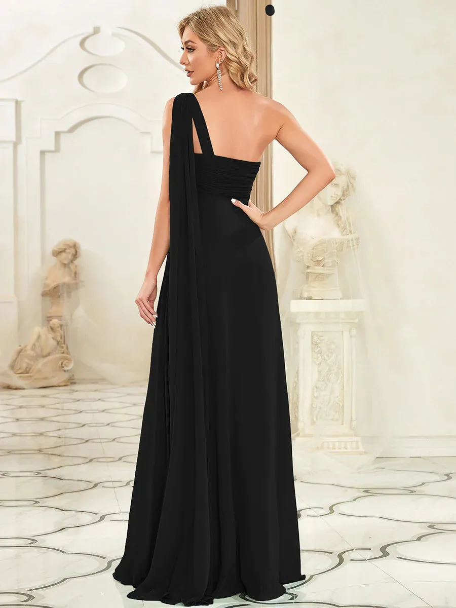 Elegant Pleated A-Line Floor Length Sleeveless Plus Size Evening Dress