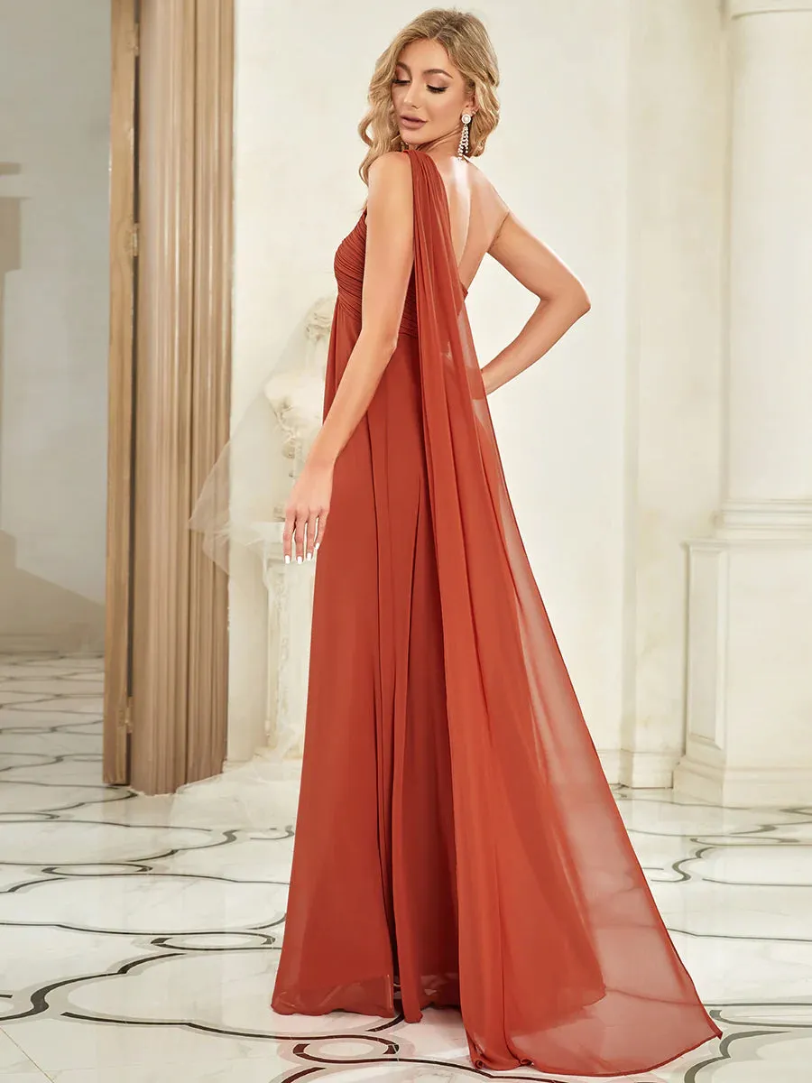 Elegant Pleated A-Line Floor Length Sleeveless Plus Size Evening Dress