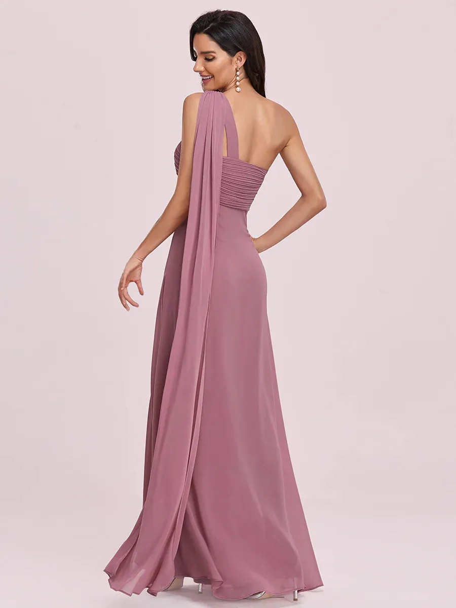 Elegant Pleated A-Line Floor Length Sleeveless Plus Size Evening Dress