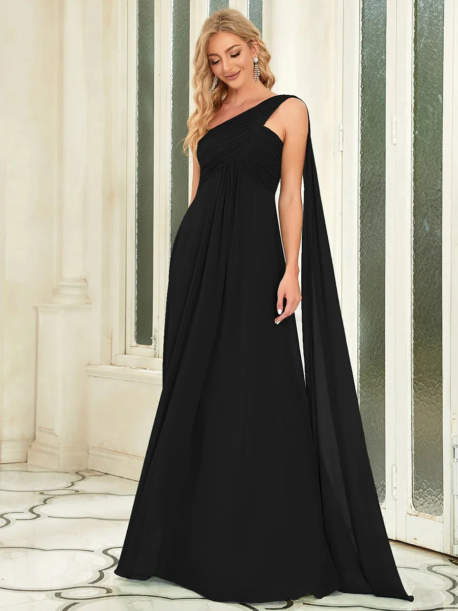 Elegant Pleated A-Line Floor Length Sleeveless Plus Size Evening Dress