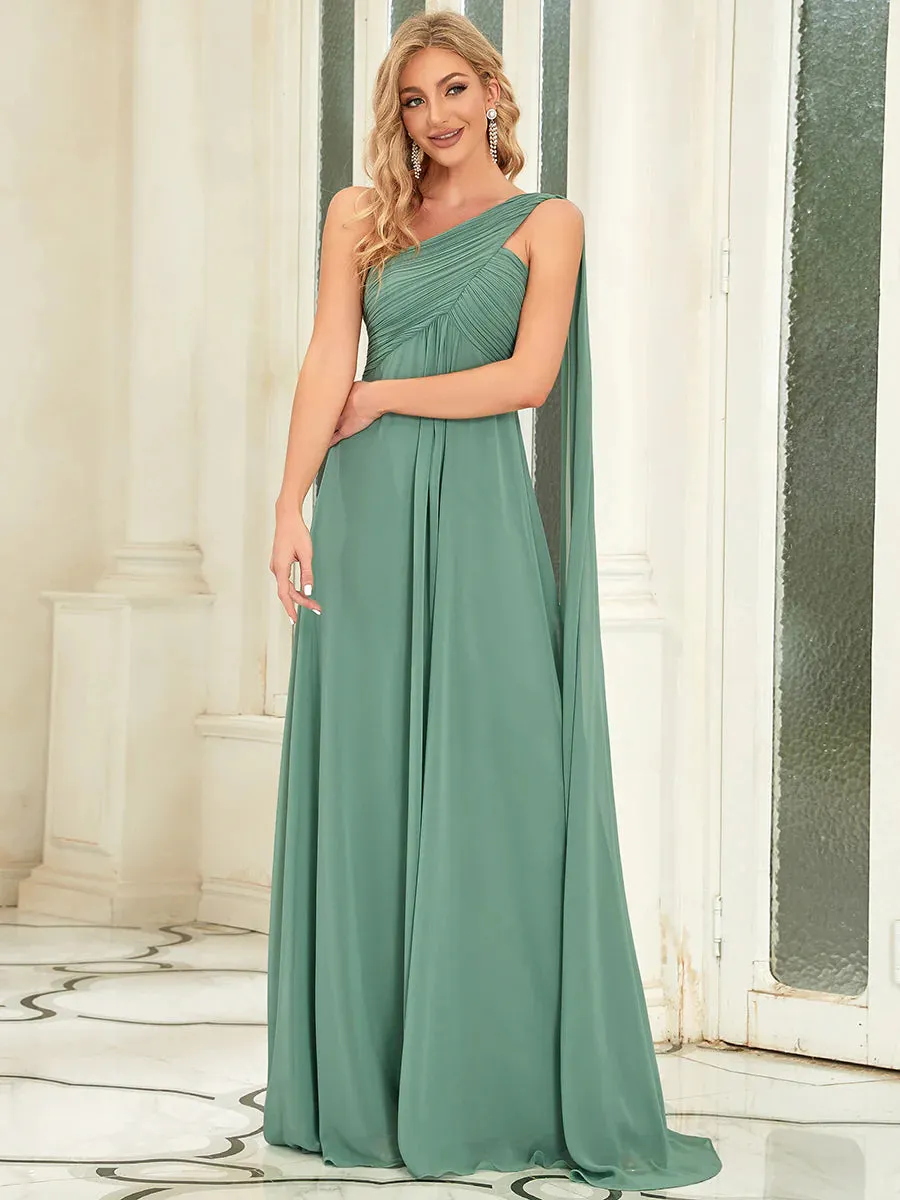 Elegant Pleated A-Line Floor Length Sleeveless Plus Size Evening Dress