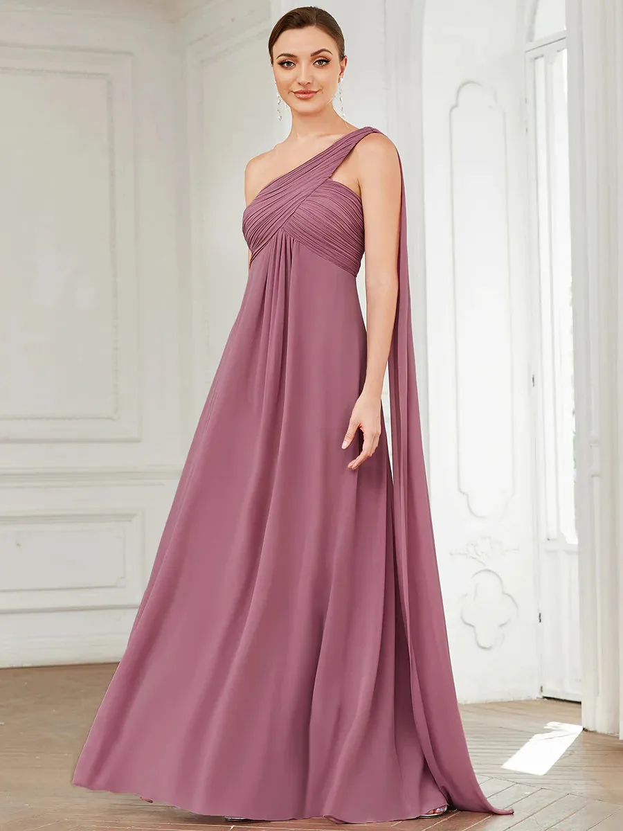 Elegant Pleated A-Line Floor Length Sleeveless Plus Size Evening Dress