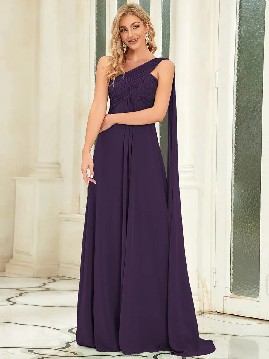 Elegant Pleated A-Line Floor Length Sleeveless Plus Size Evening Dress