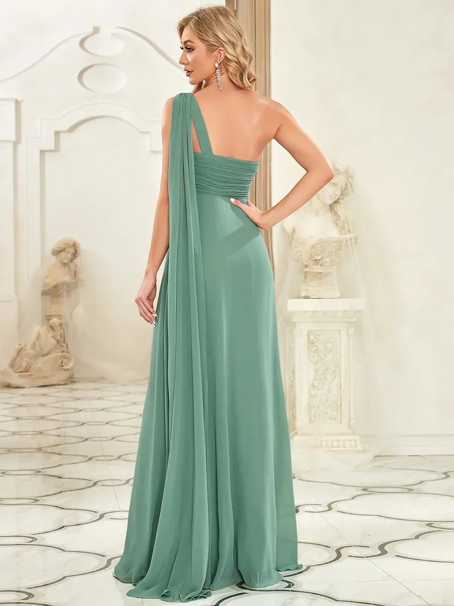 Elegant Pleated A-Line Floor Length Sleeveless Plus Size Evening Dress