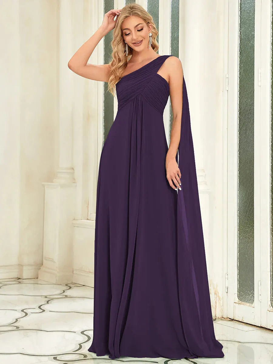 Elegant Pleated A-Line Floor Length Sleeveless Plus Size Evening Dress