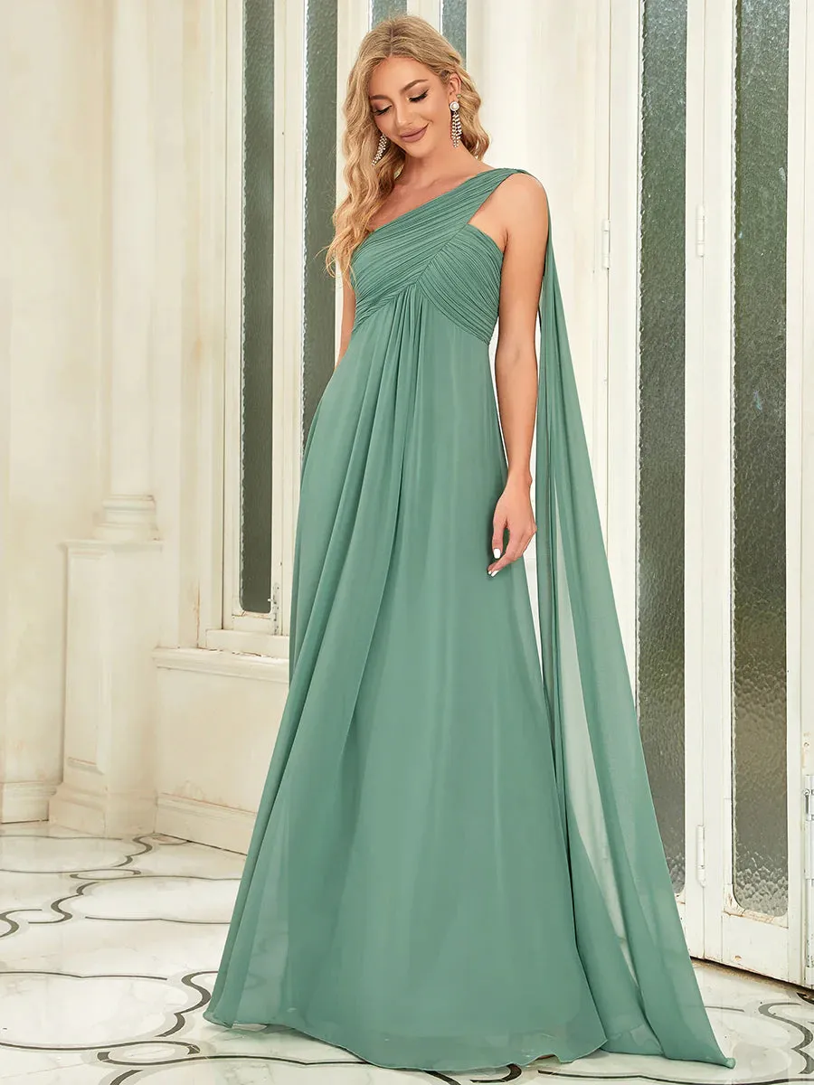 Elegant Pleated A-Line Floor Length Sleeveless Plus Size Evening Dress