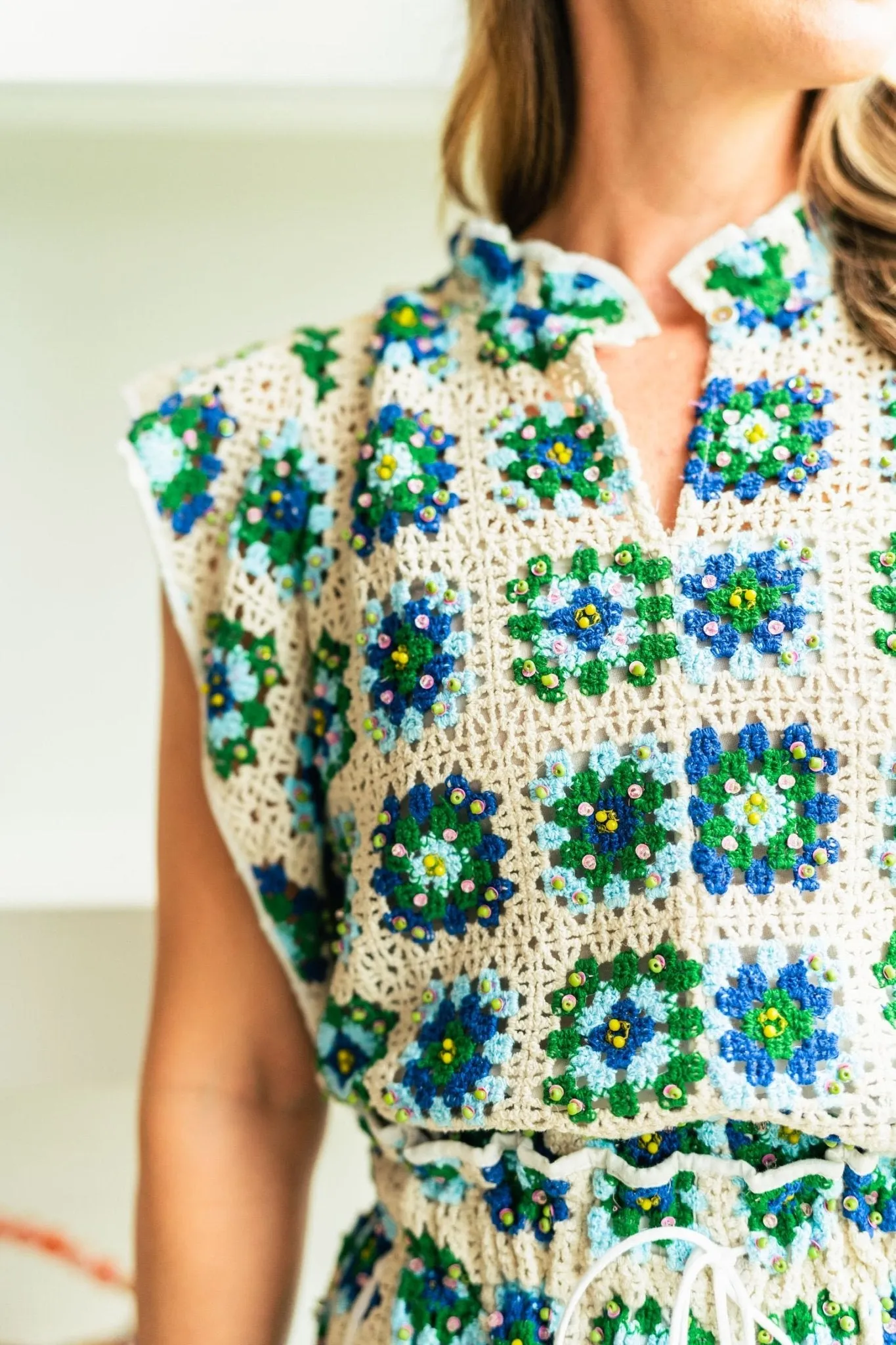 Embroidered Emerald Top