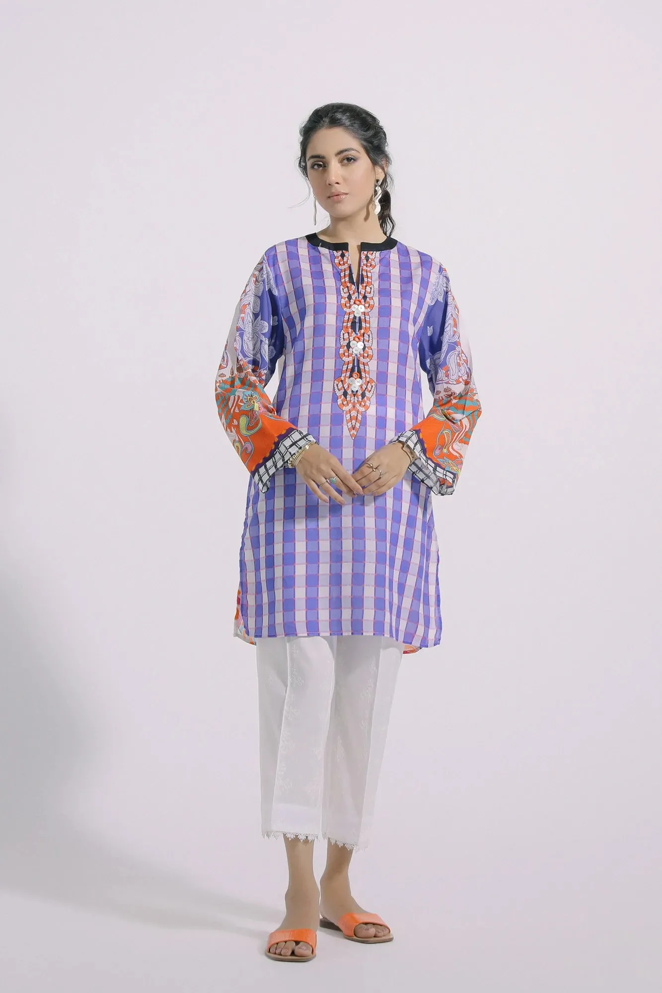 Ethnic Lilac Printed Lawn Shirt