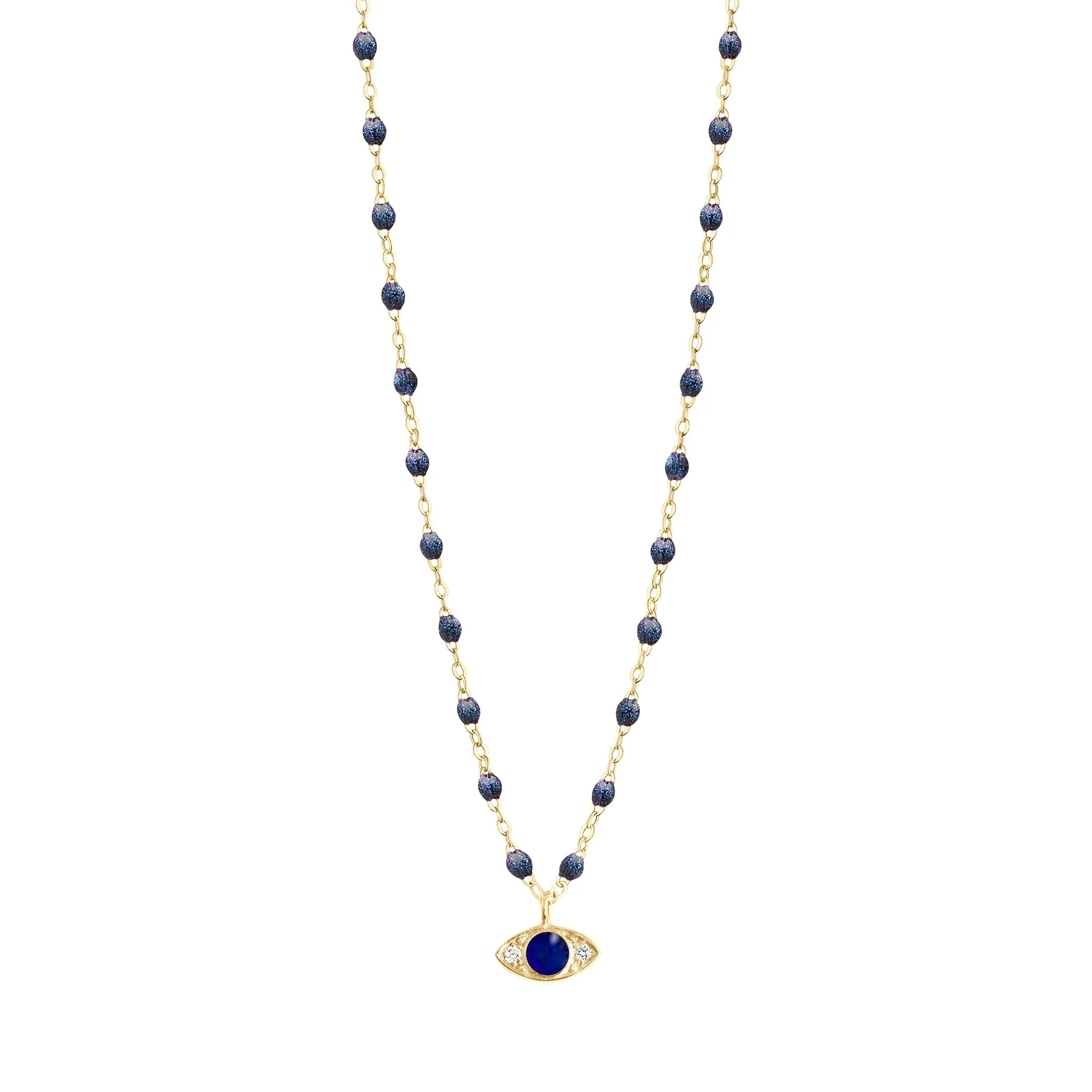 Eye Sparkle Diamond Necklace, Midnight, Yellow Gold, 16.5"