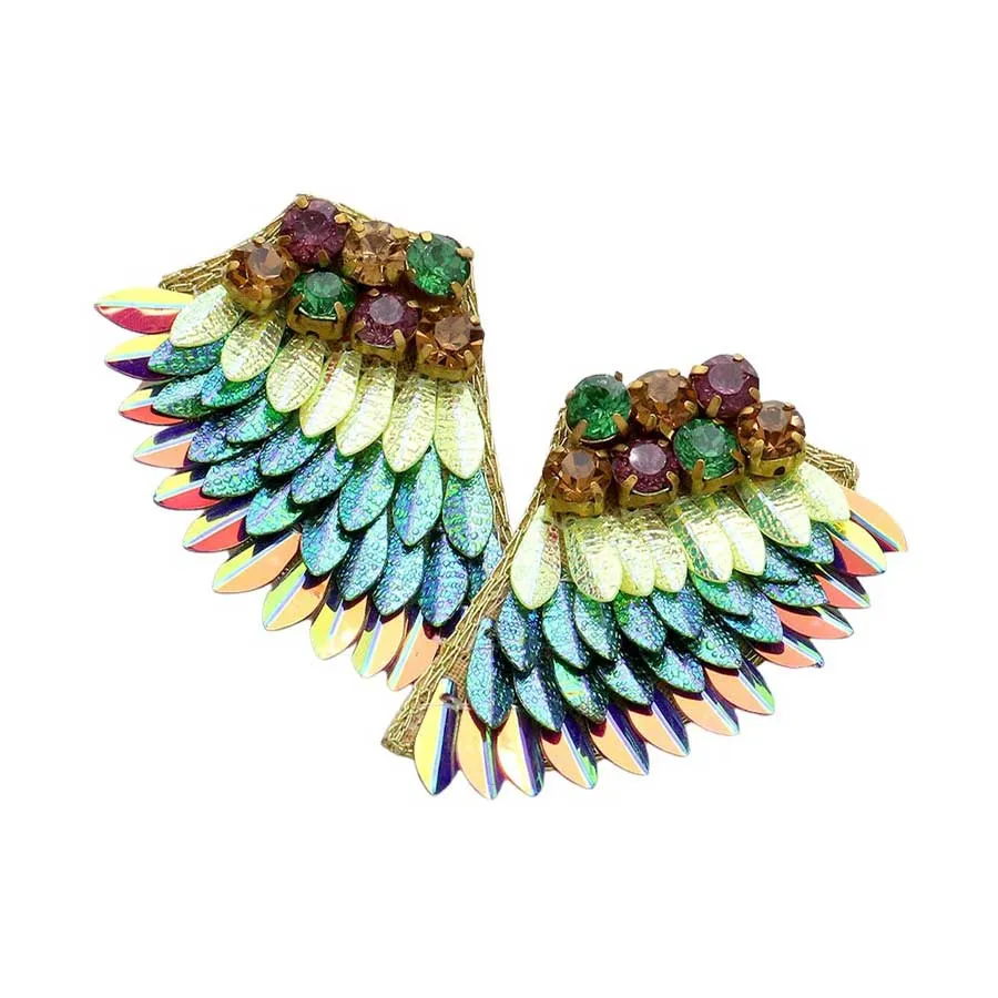 Felt Back Mardi Gras Wing Earrings