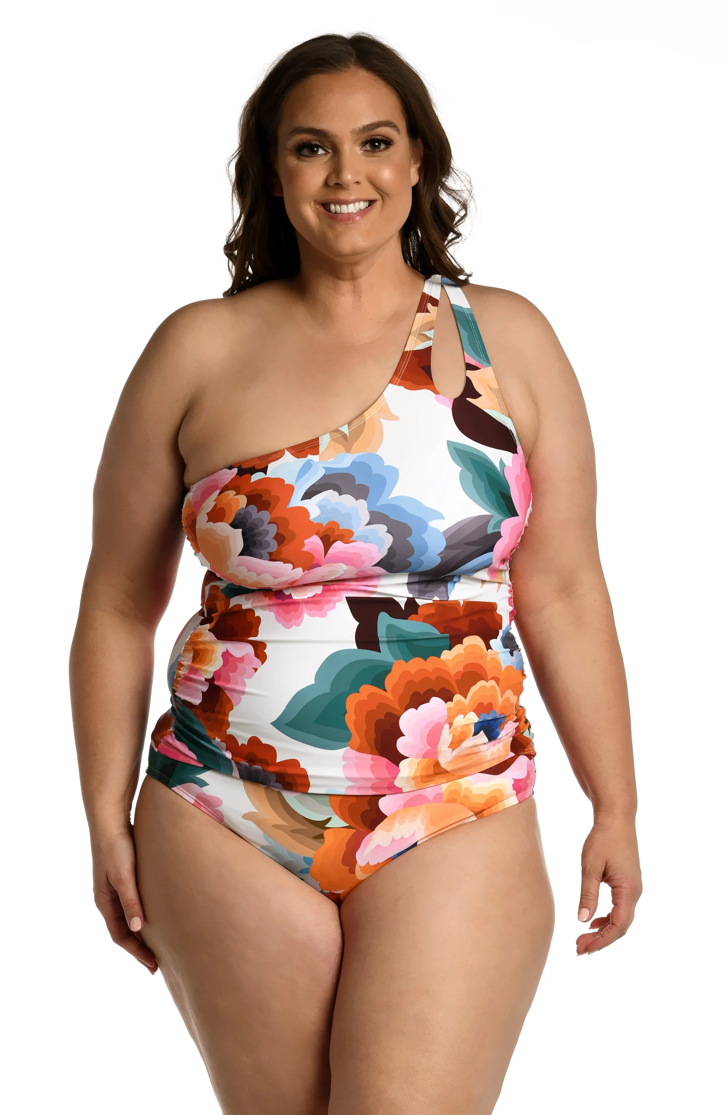 Floral Rhythm One Shoulder Keyhole Tankini Top - FINAL SALE