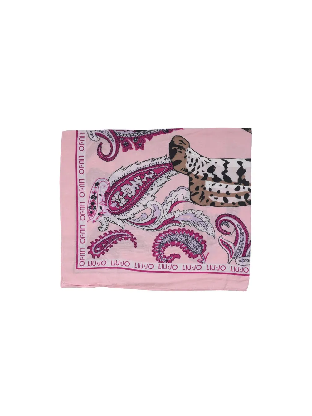 Foulard Paisley Leopard 120x120 - Rosa Orchidea