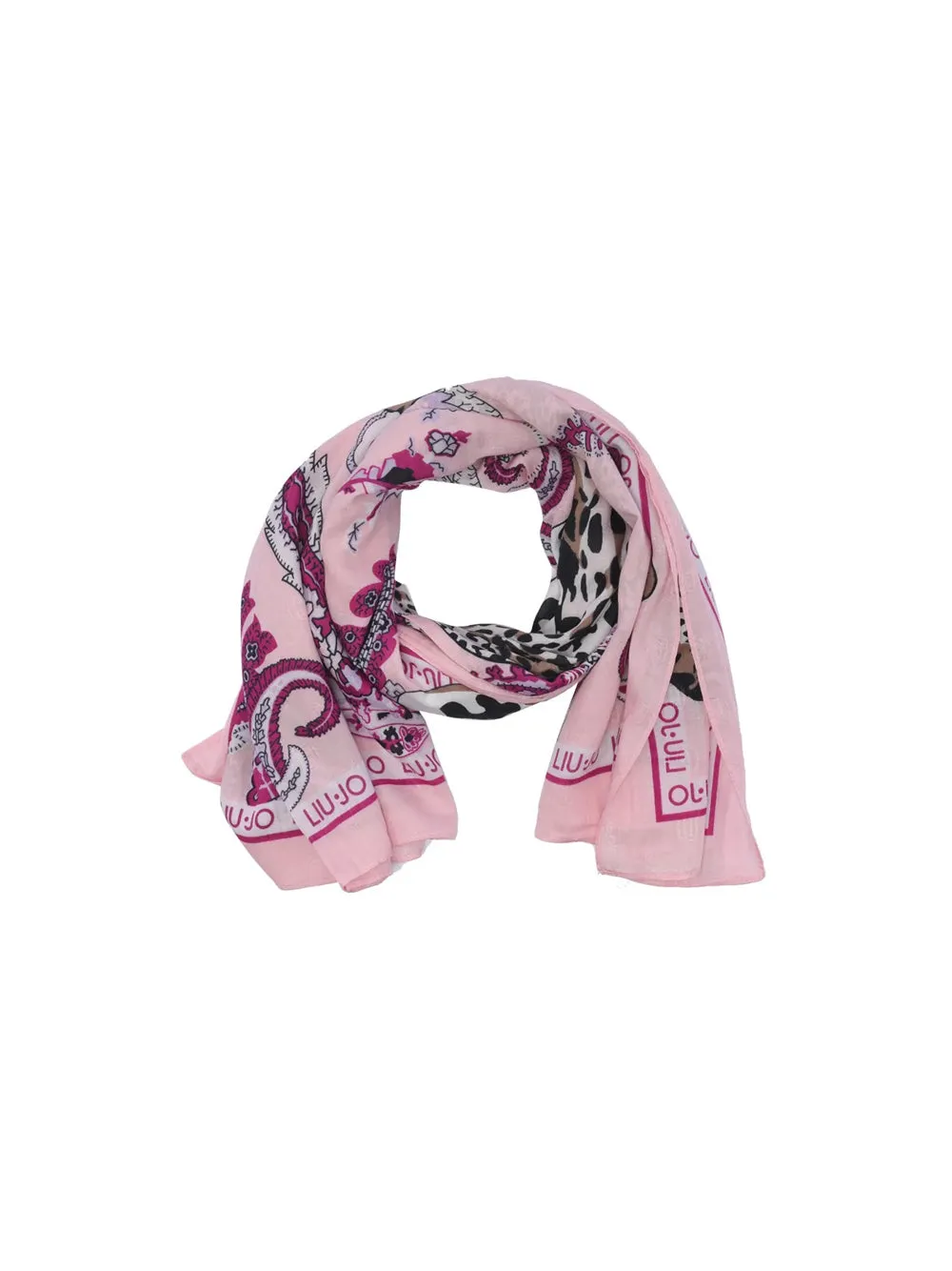 Foulard Paisley Leopard 120x120 - Rosa Orchidea