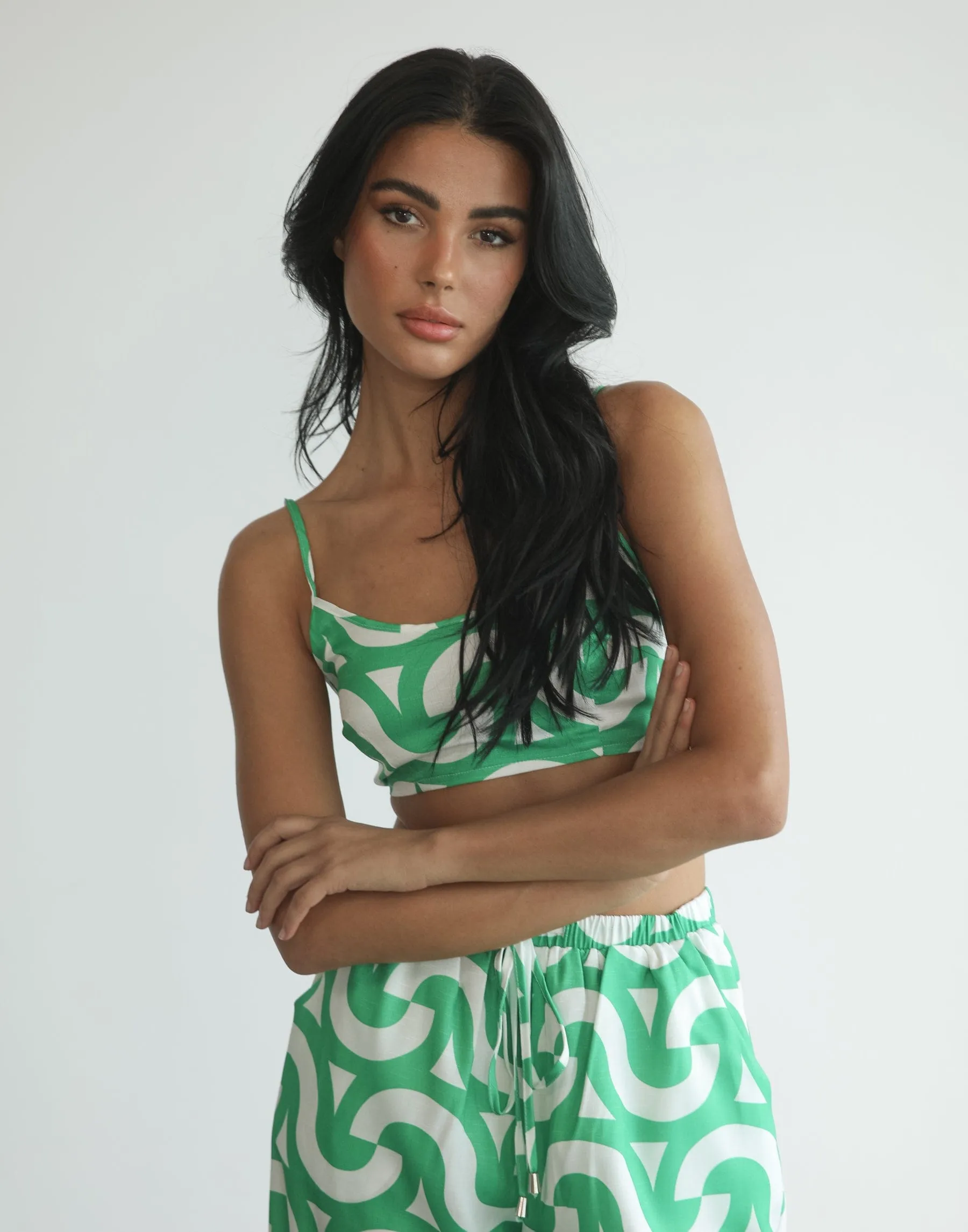 Francese Crop Top (Green Print)