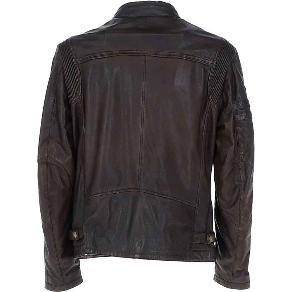 Gabicci Vintage McQueen Leather Jacket Brown