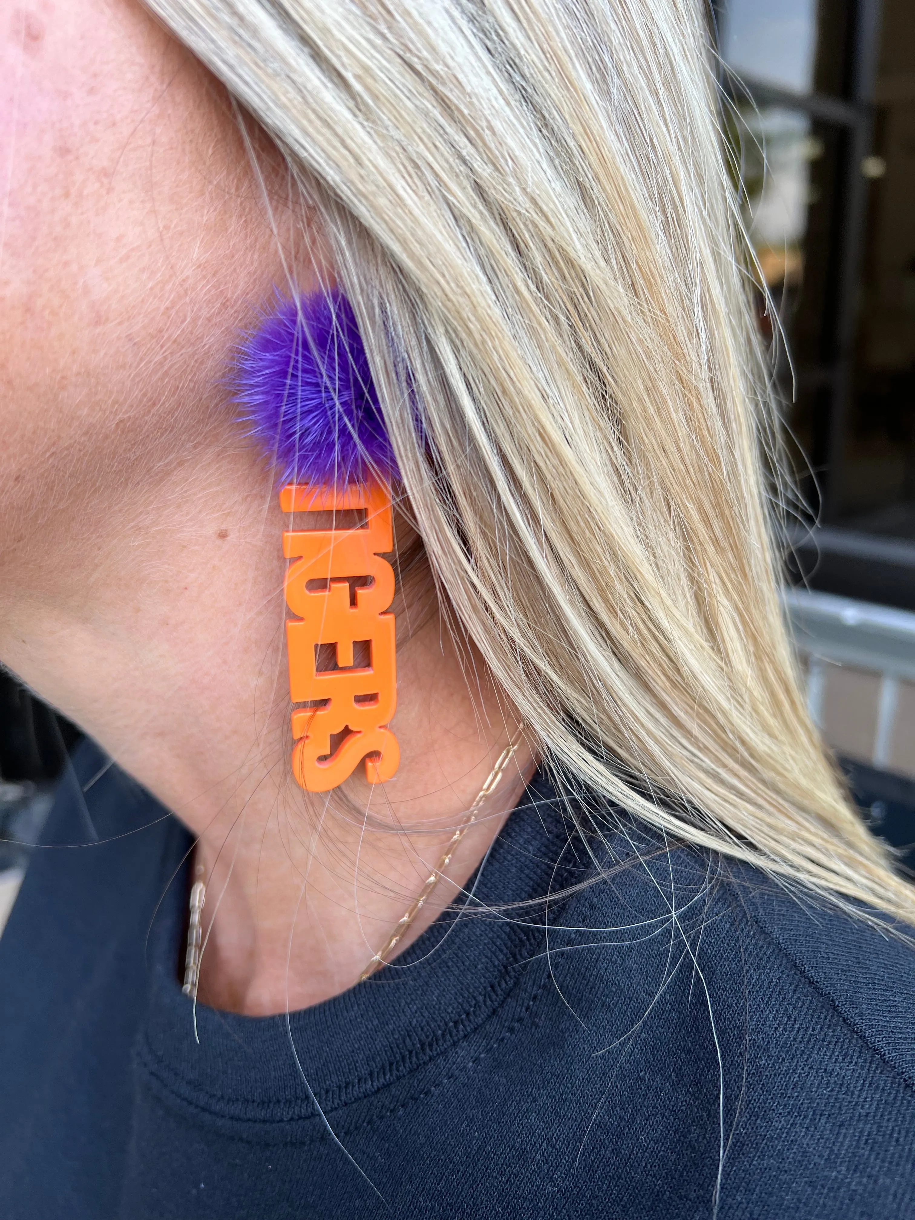 Gameday Tigers Earrings - Orange/Purple