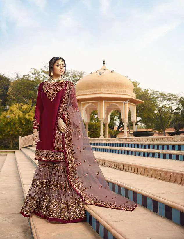 Grand Party Wear Designer Satin Georgette Suit 3606