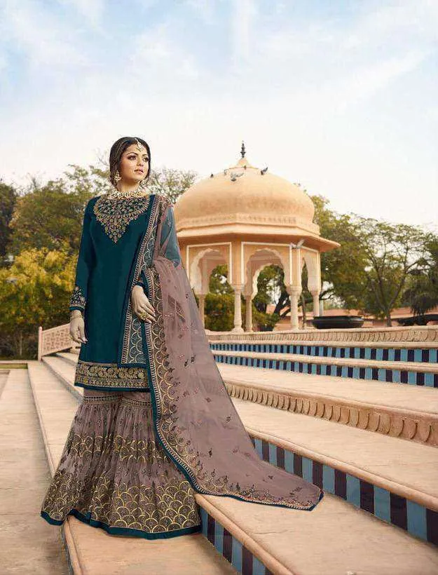 Grand Party Wear Designer Satin Georgette Suit 3606