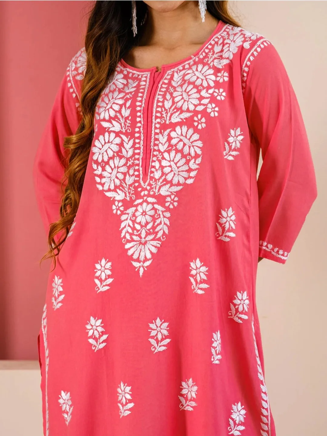 Heer Rayon Chikankari Straight Kurti