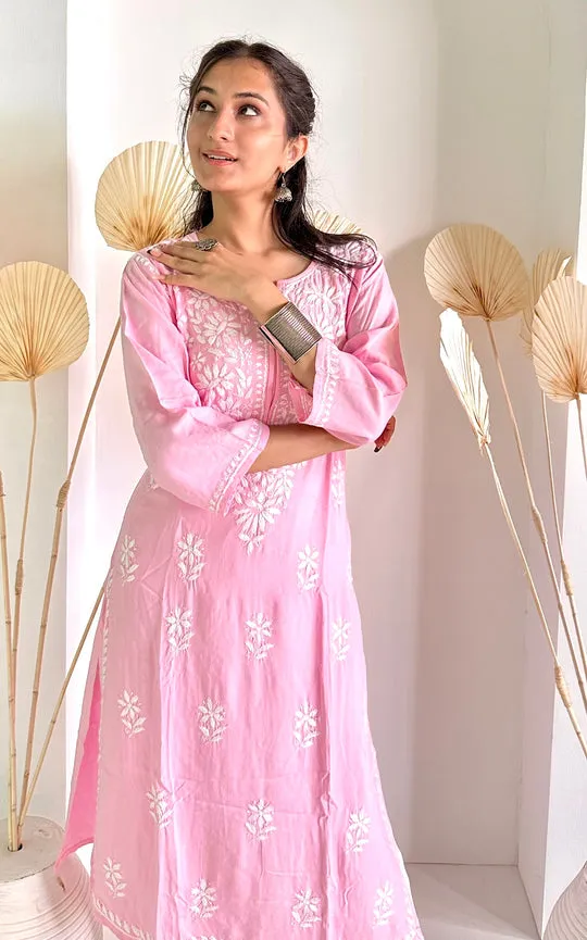 Heer Rayon Chikankari Straight Kurti