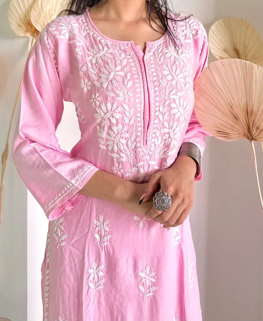 Heer Rayon Chikankari Straight Kurti