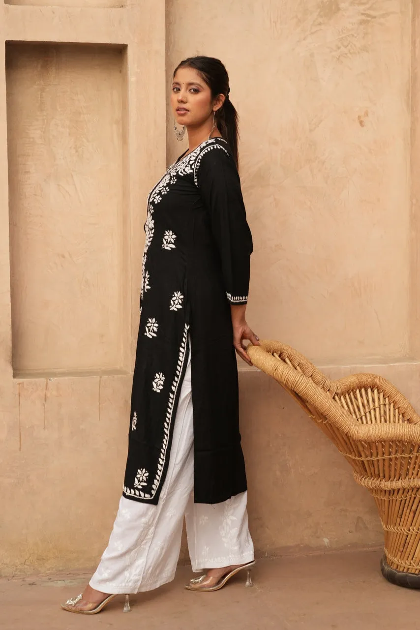 Heer Rayon Chikankari Straight Kurti