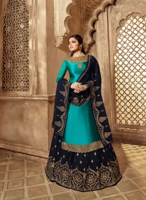 Hot Party Wear Designer Satin Georgette Lehenga Style Suit 3908