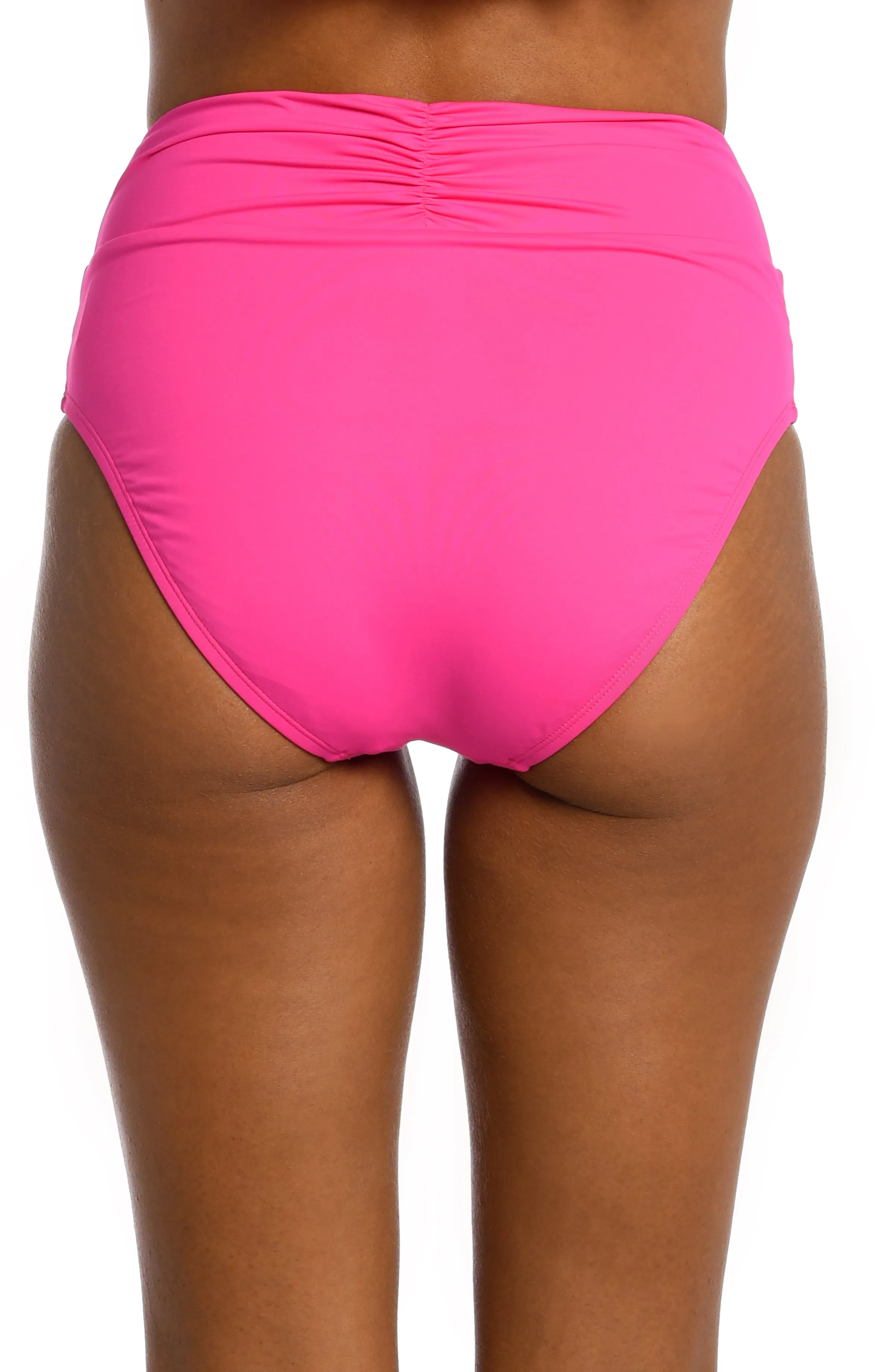 Island Goddess Cinch Back High Waist Bottom - Pop Pink