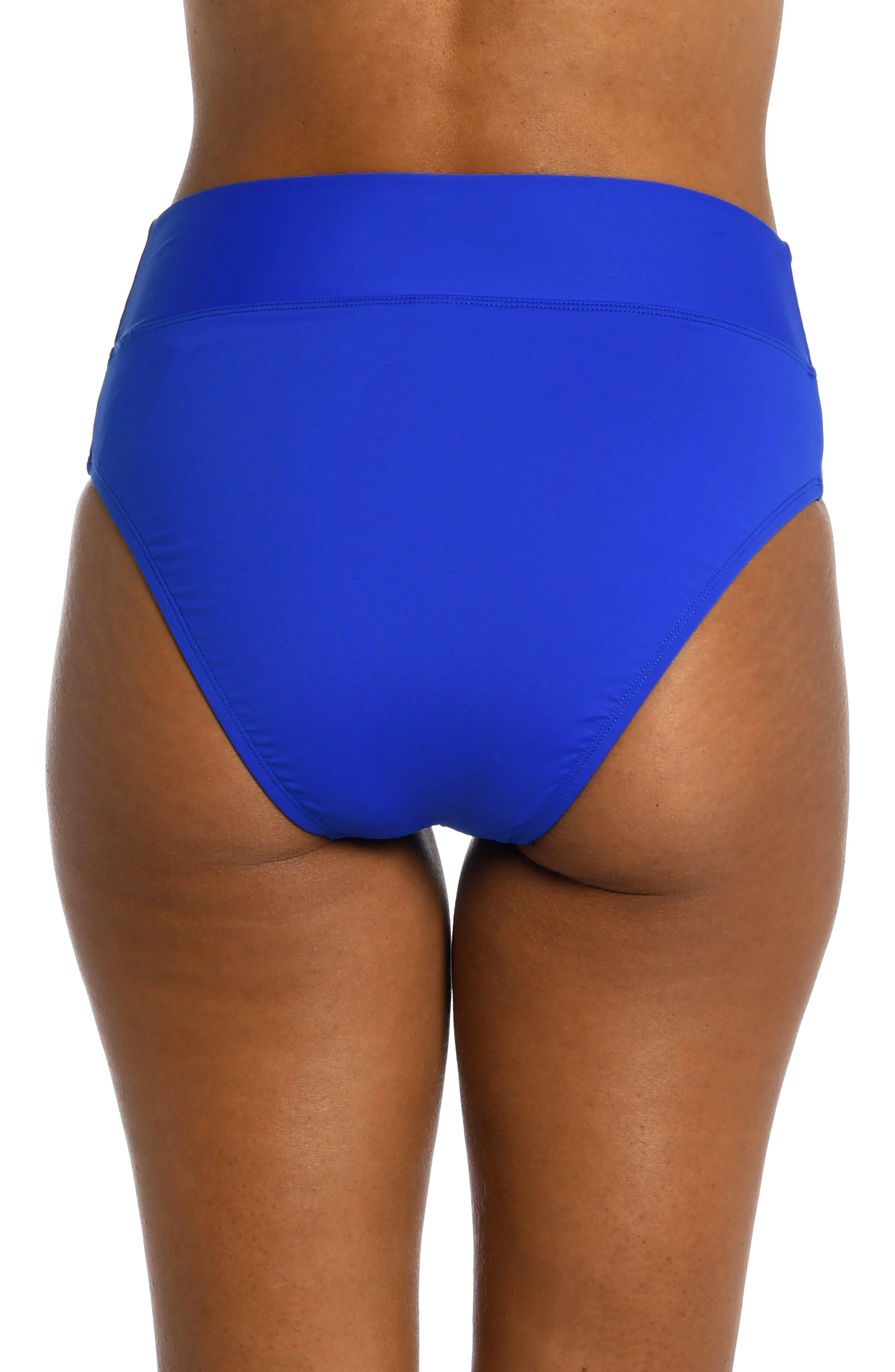 Island Goddess Crossover High-Waist Bottom - Sapphire