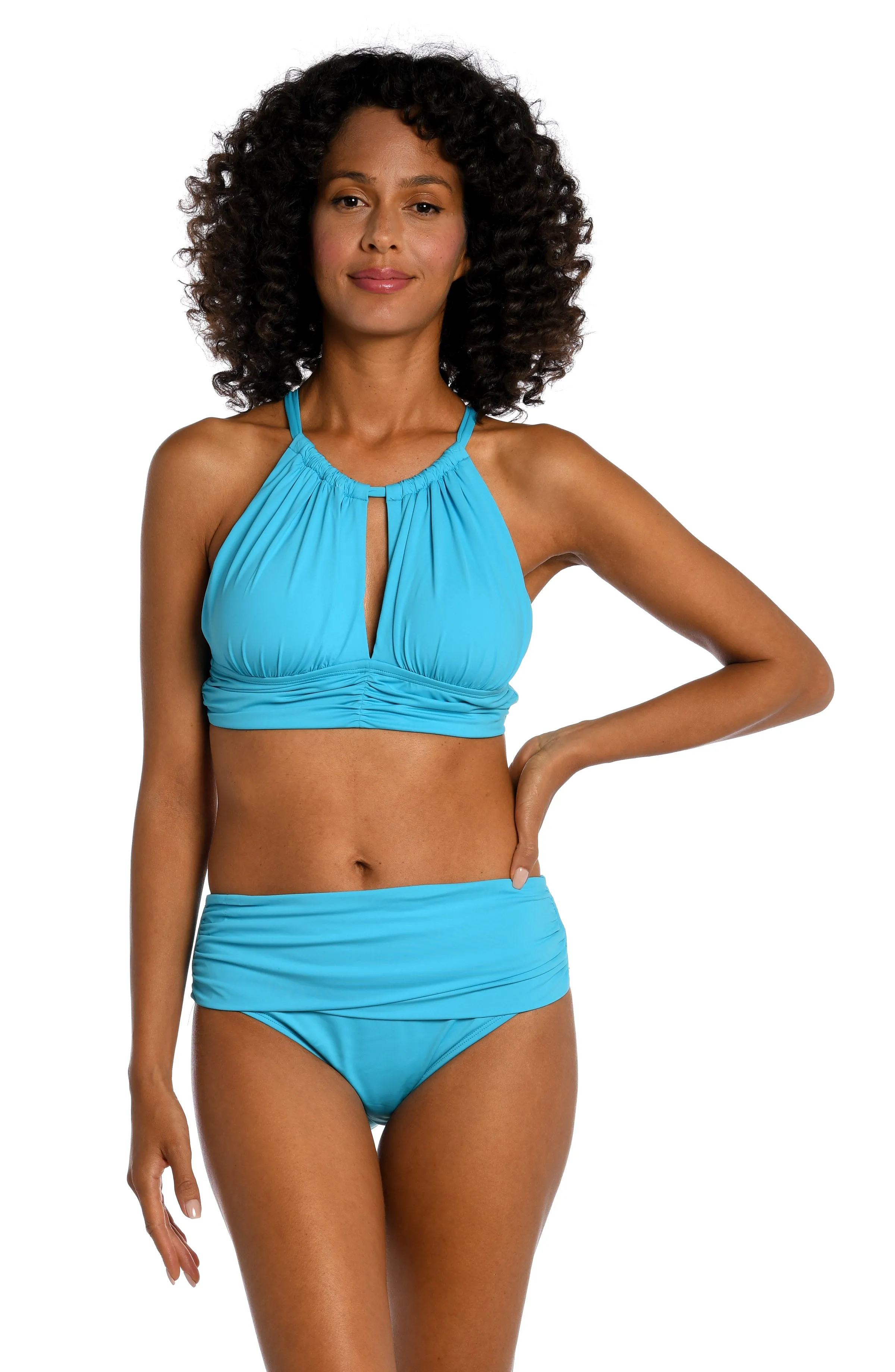 Island Goddess High-Neck Midkini Top - Azul - FINAL SALE