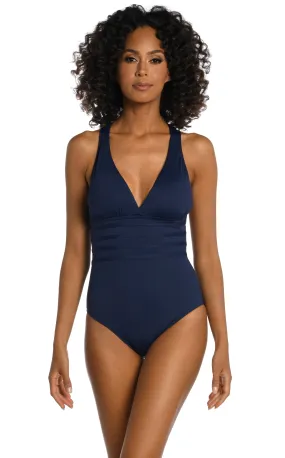 Island Goddess Multi-Strap Cross-Back One Piece - Indigo