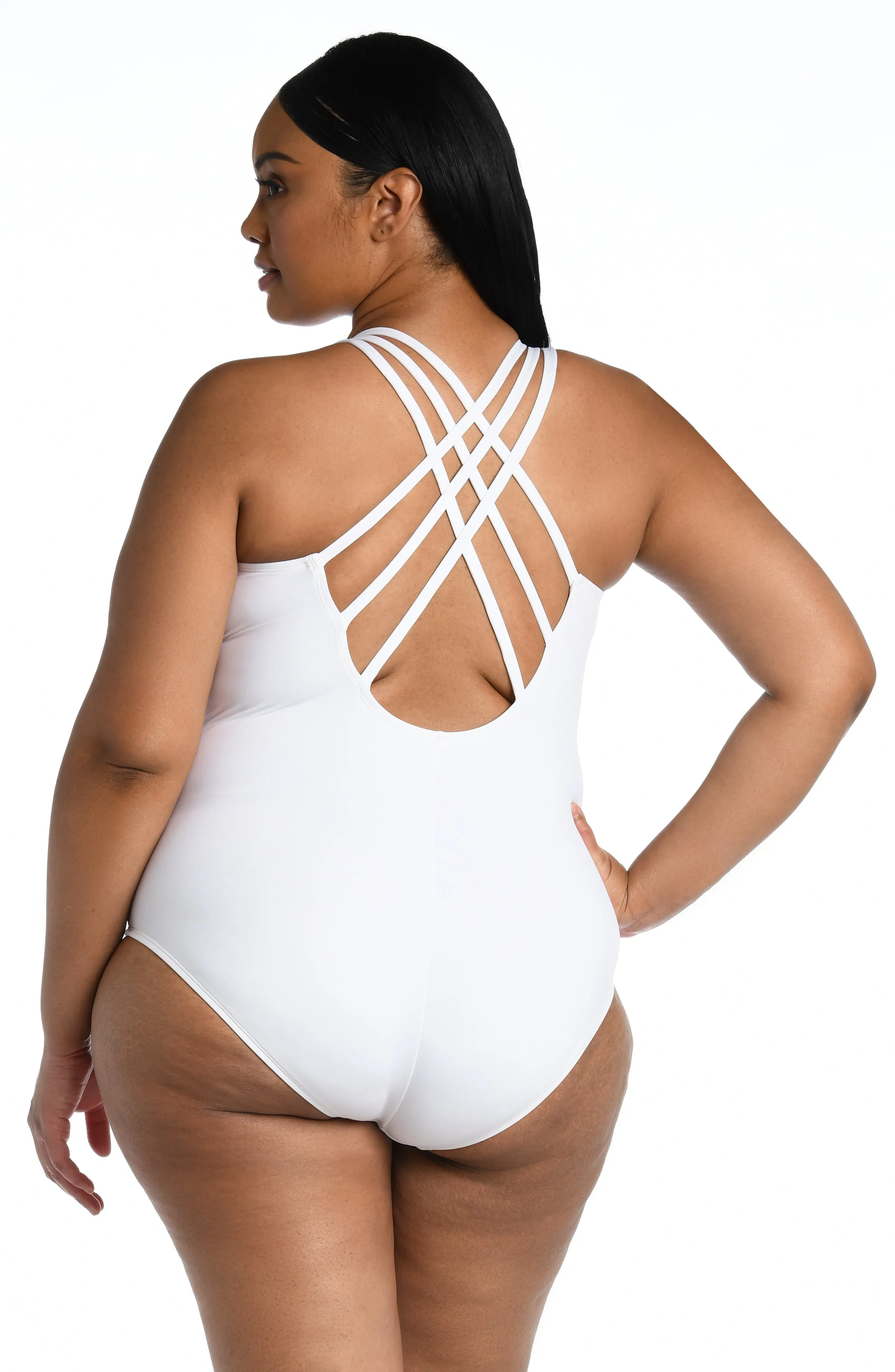 Island Goddess Multi-Strap Cross-Back One Piece - White